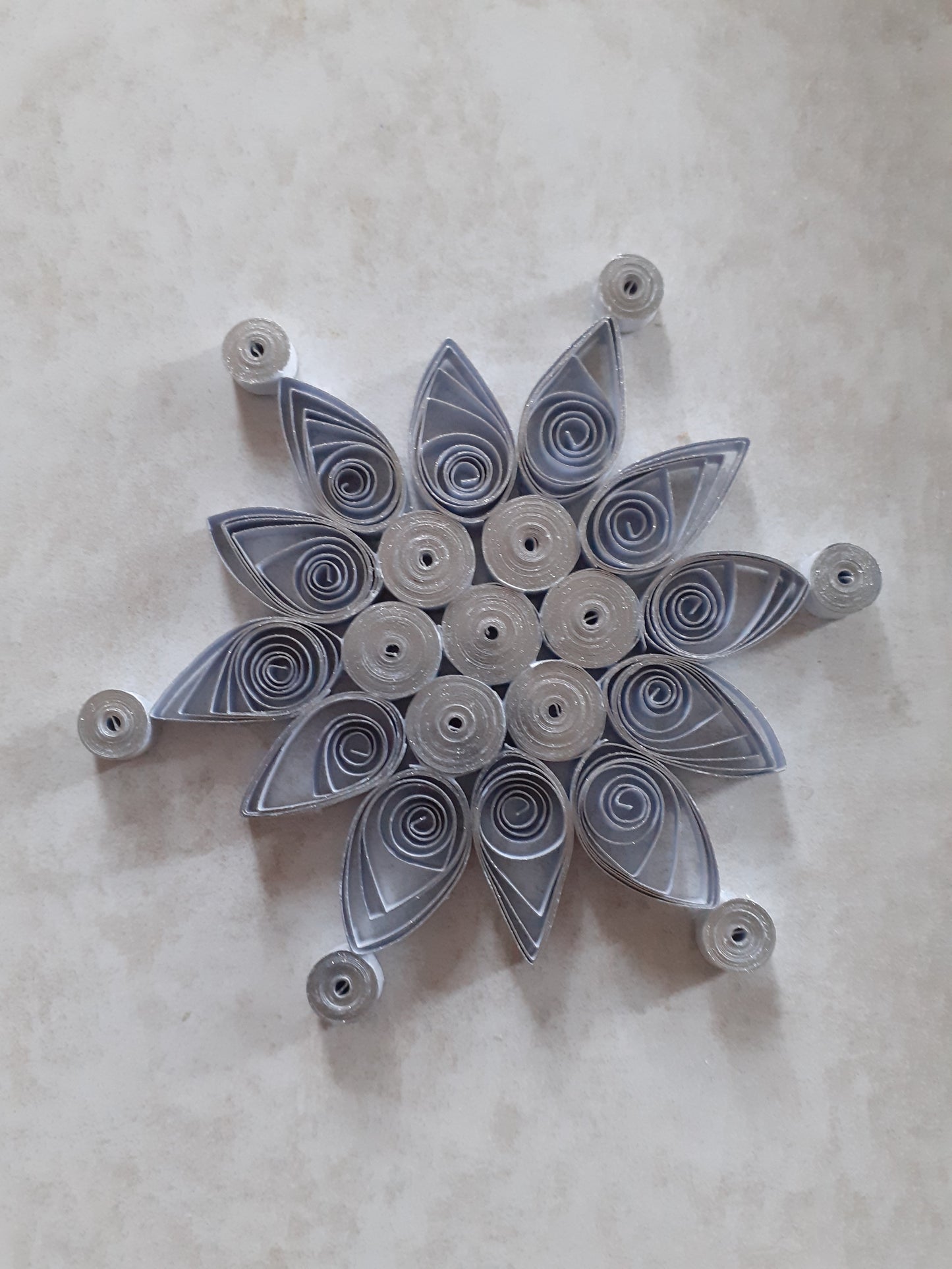 Metallic Silver Quilled Snowflake Christmas Decoration