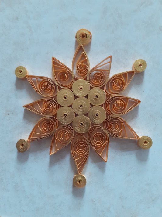 Metallic Gold Quilled Snowflake Christmas Decoration