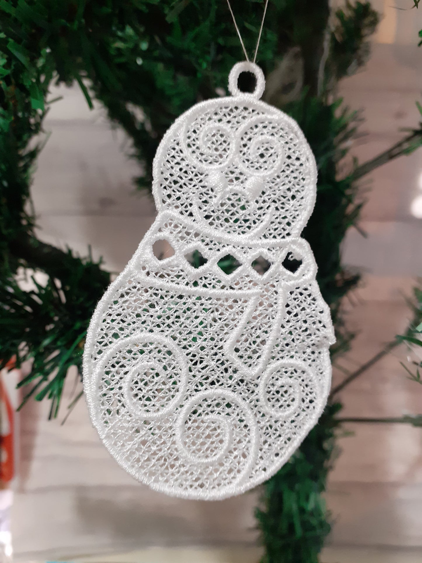 Snowman - Embroidered tree decoration