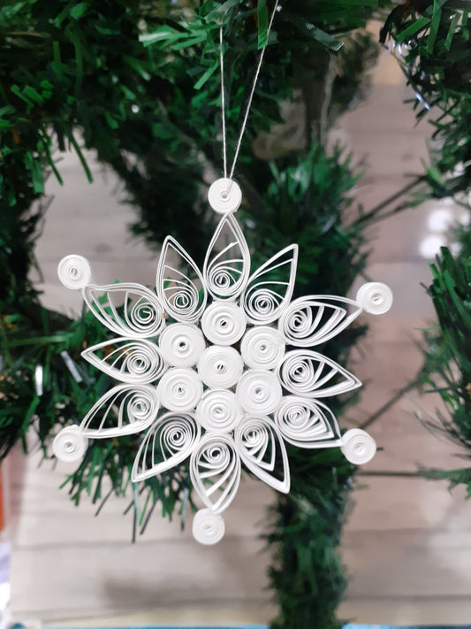 White Quilled Snowflake Christmas Decoration