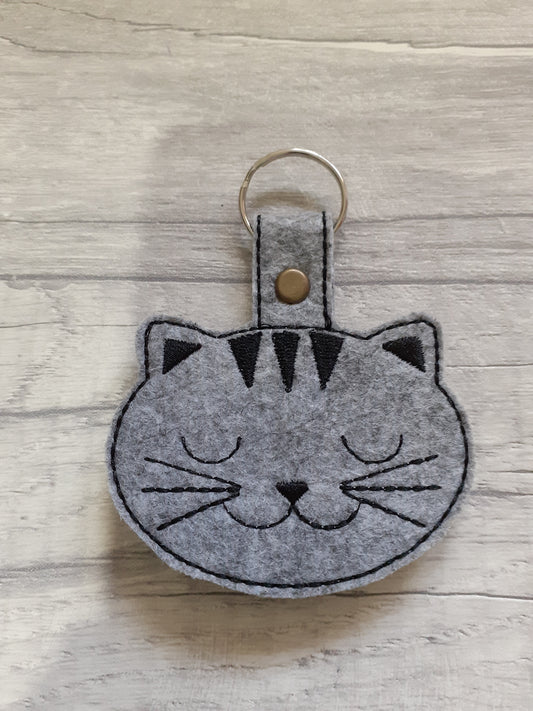 Sleeping Cat Keyring - 4 colours available