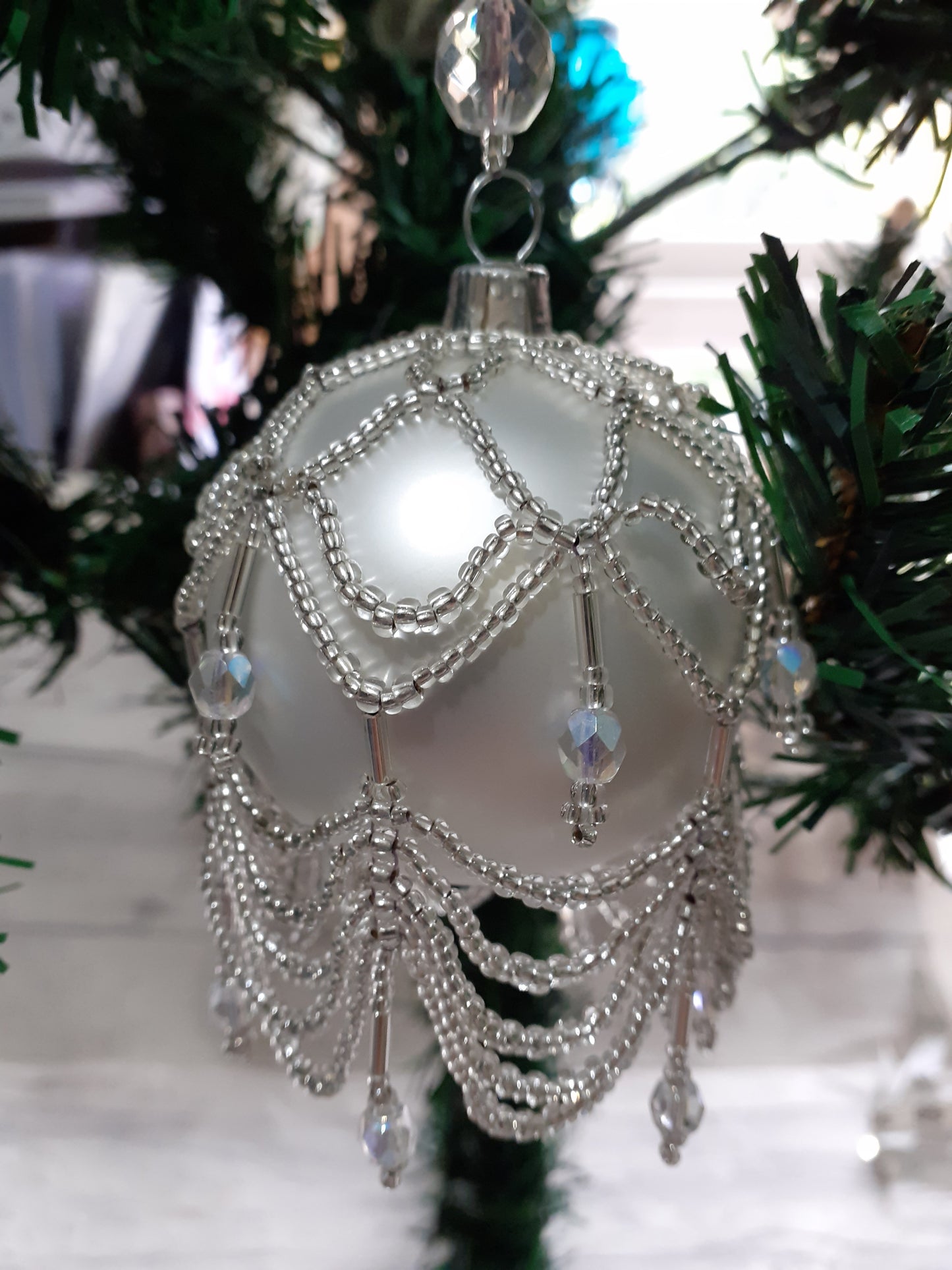 White beaded bauble