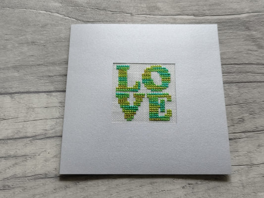 Love Cross-Stitch card - various colours available