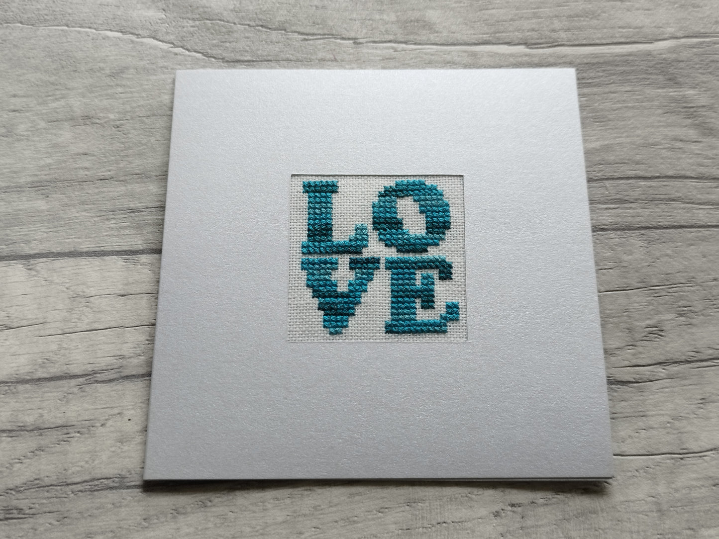 Love Cross-Stitch card - various colours available